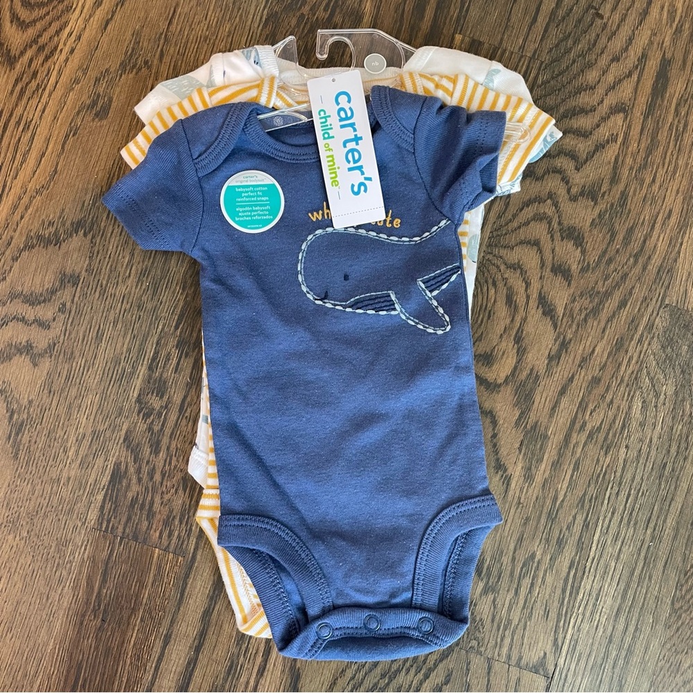 Carter’s Set of 3 Short Sleeve Bodysuits, Newborn